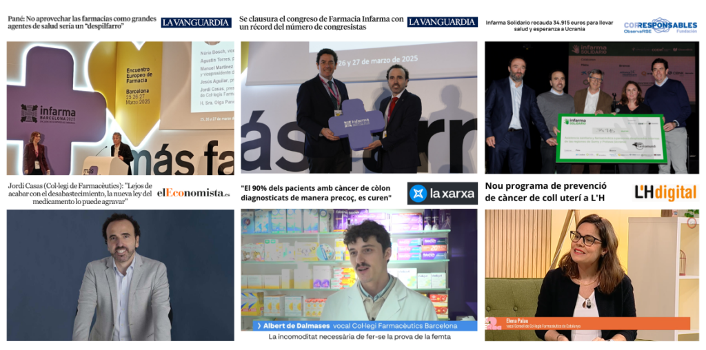 Març i abril: Infarma Barcelona 2025, la presentació de l’app “La Meva Farmàcia” i el cribratge de càncer de còlon i recte, temes més destacats als mitjans