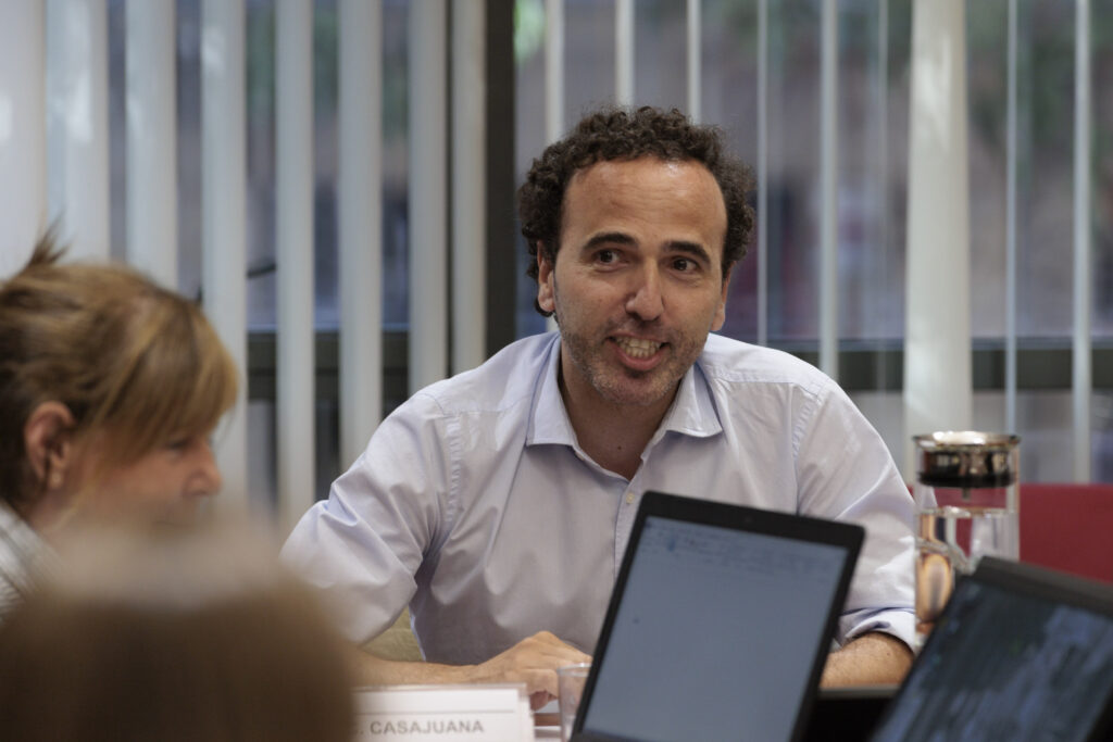 Jordi Casas, president del COFB, en un moment de l’acte de presentació dels treballs premiats.