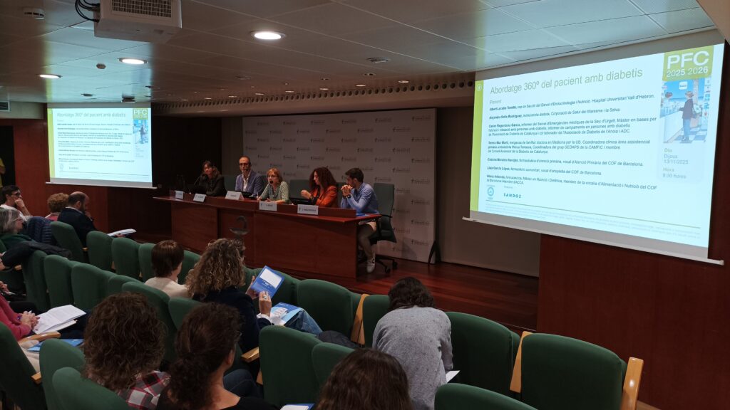 Mercè Barau, vocal d'Oficina de Farmàcia del COFB, va inaugurar la formació "Abordatge 360º del pacient amb diabetis”.